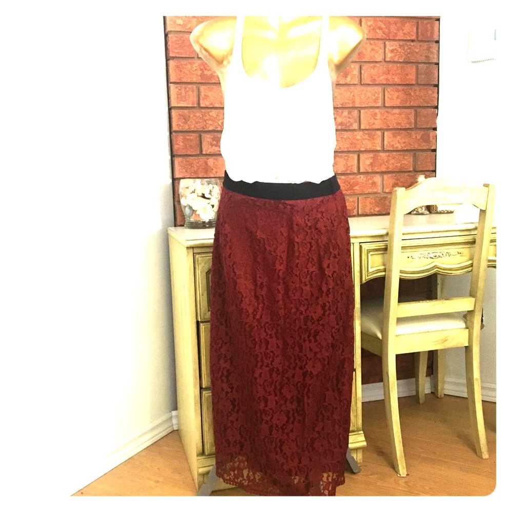 Red lace skirt